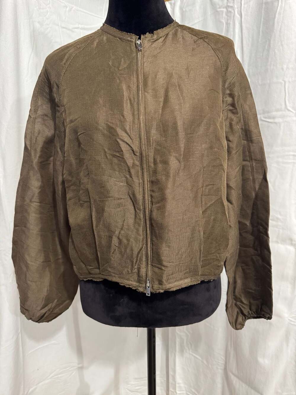 Massimo Dutti Brown Lightweight Zip-Up Bomber Jacket